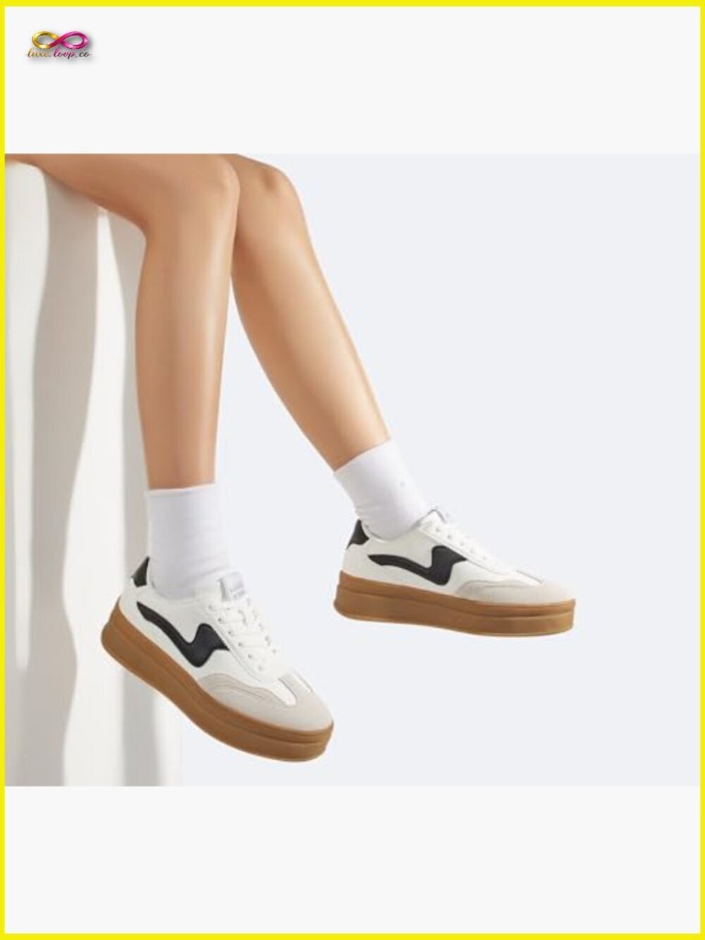 Platform Sneakers Thick Sole Suede Faux Leather Retro Casual Walking Shoes - Picture 7 of 7